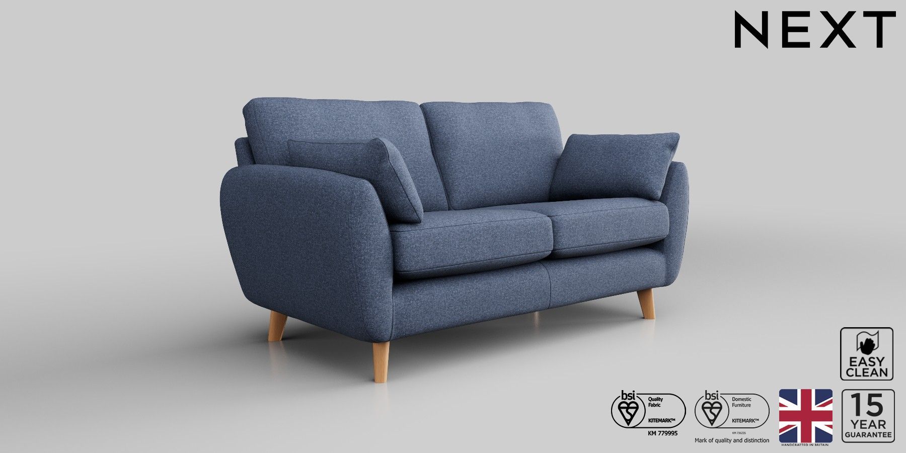 Buy Wilson Firmer Sit Medium Sofa Tweedy Blend Blue Low Retro Tapered