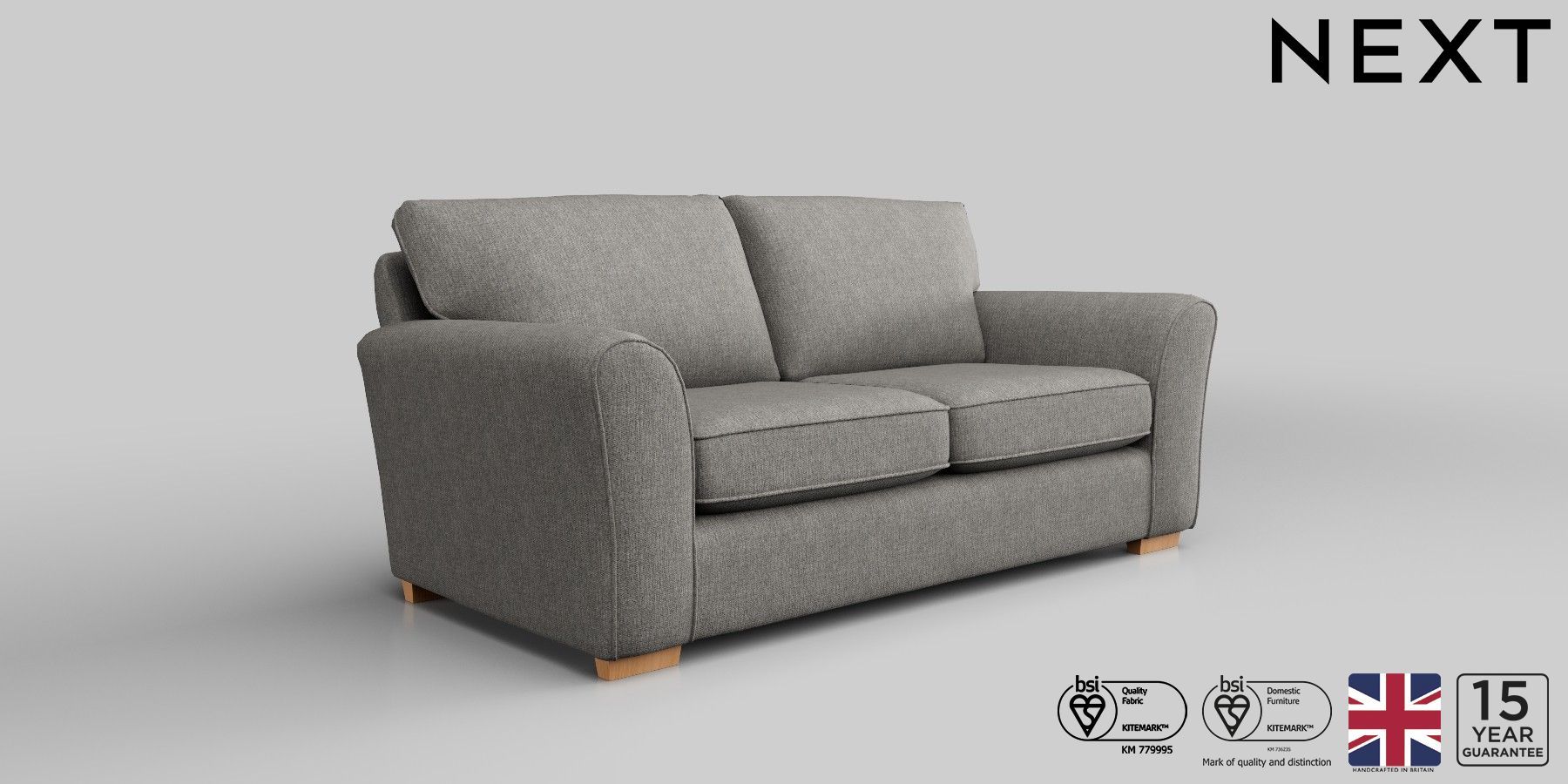 Buy Michigan Firmer Sit Medium Sofa Tweedy Chenille Mid Grey Slim Block