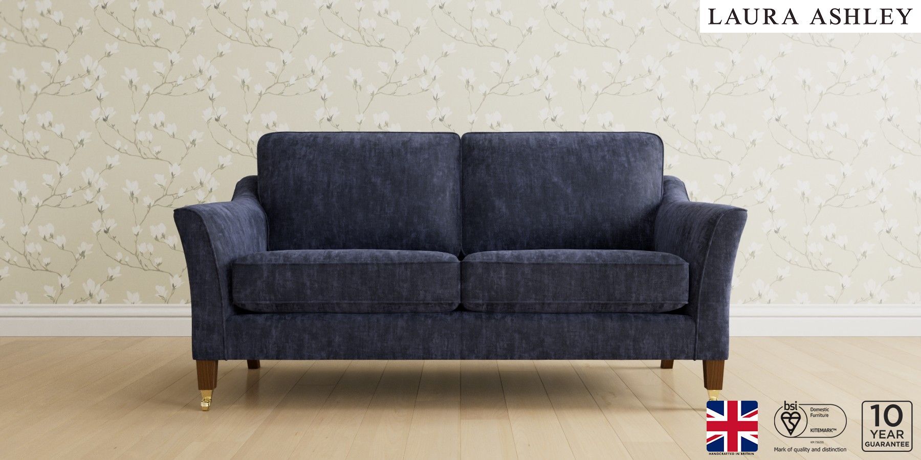 Buy Marford by Laura Ashley Medium Sofa Kingsley Velvet Midnight ...