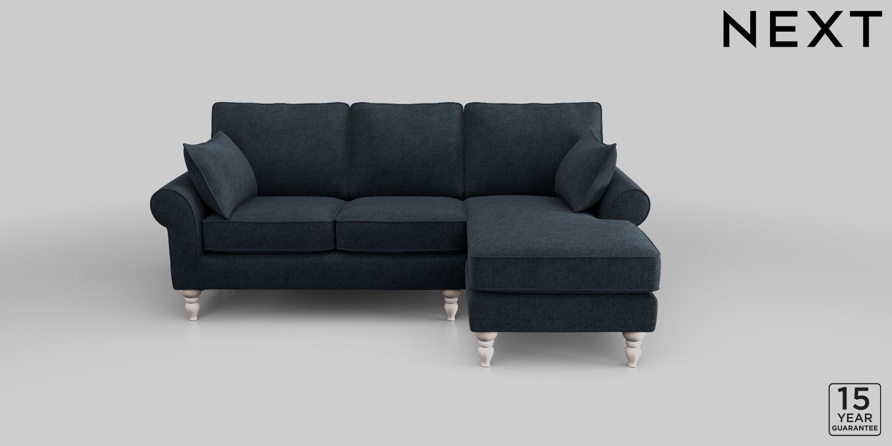Buy Mallory Small Sofa Chaise Right Hand Luxe Chenille Weave Navy