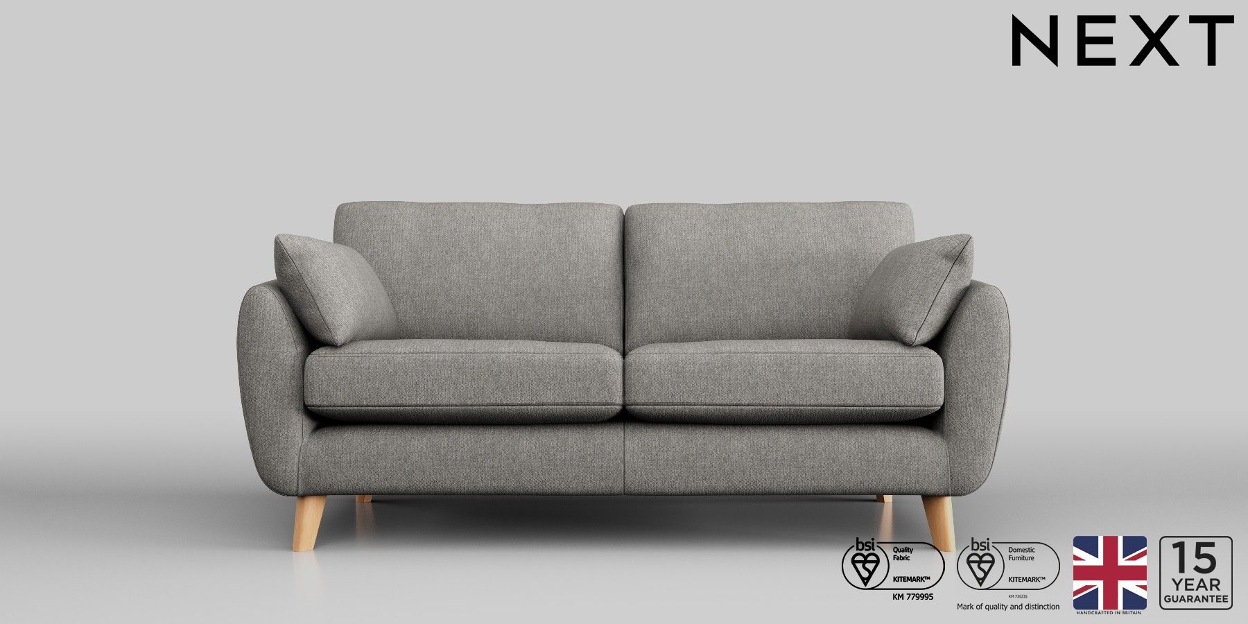 Buy Wilson Firmer Sit Large Sofa Tweedy Chenille Mid Grey Low Retro