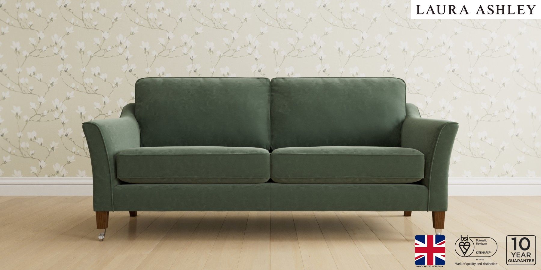 Buy Marford By Laura Ashley Large Sofa Kendrick Fern Straight Chrome