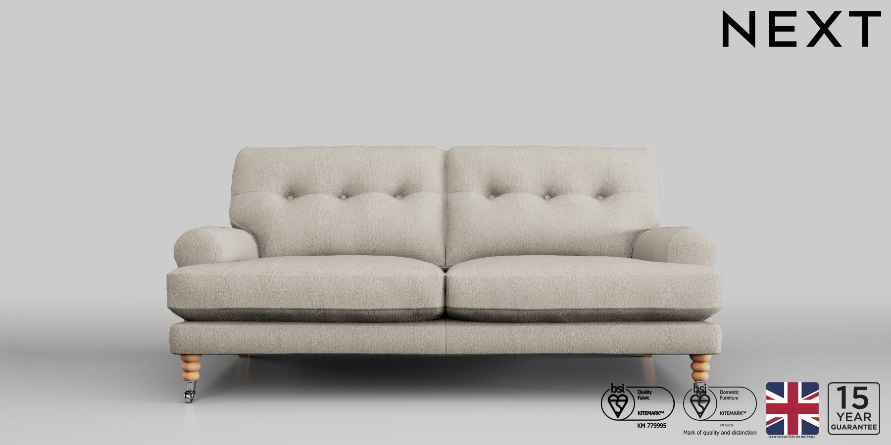 Buy Erin Buttoned Back Deep Relaxed Sit Medium Sofa Tweedy Chenille