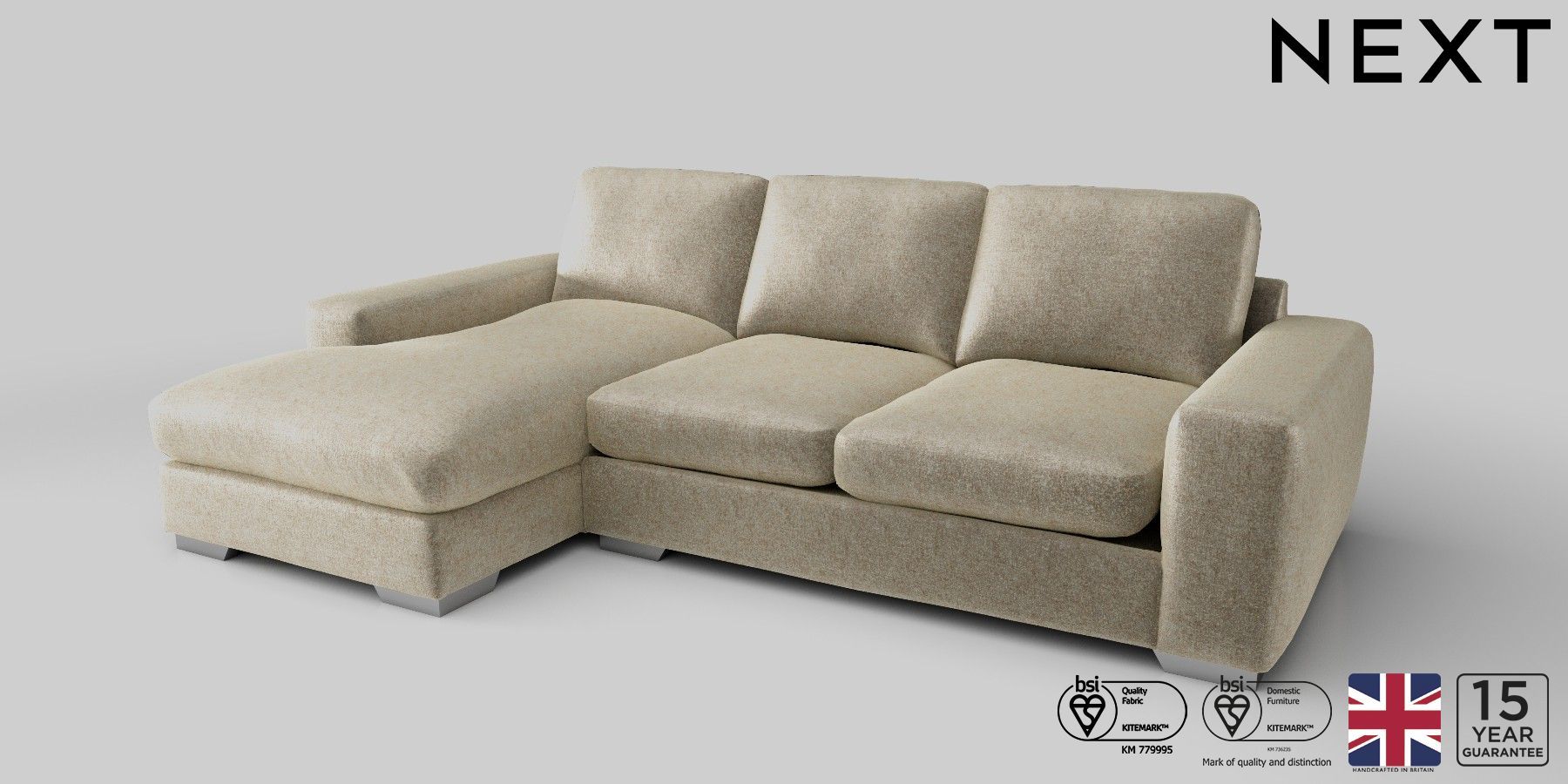 Buy Houghton Deep Relaxed Sit Medium Sofa Chaise Left Hand Plush