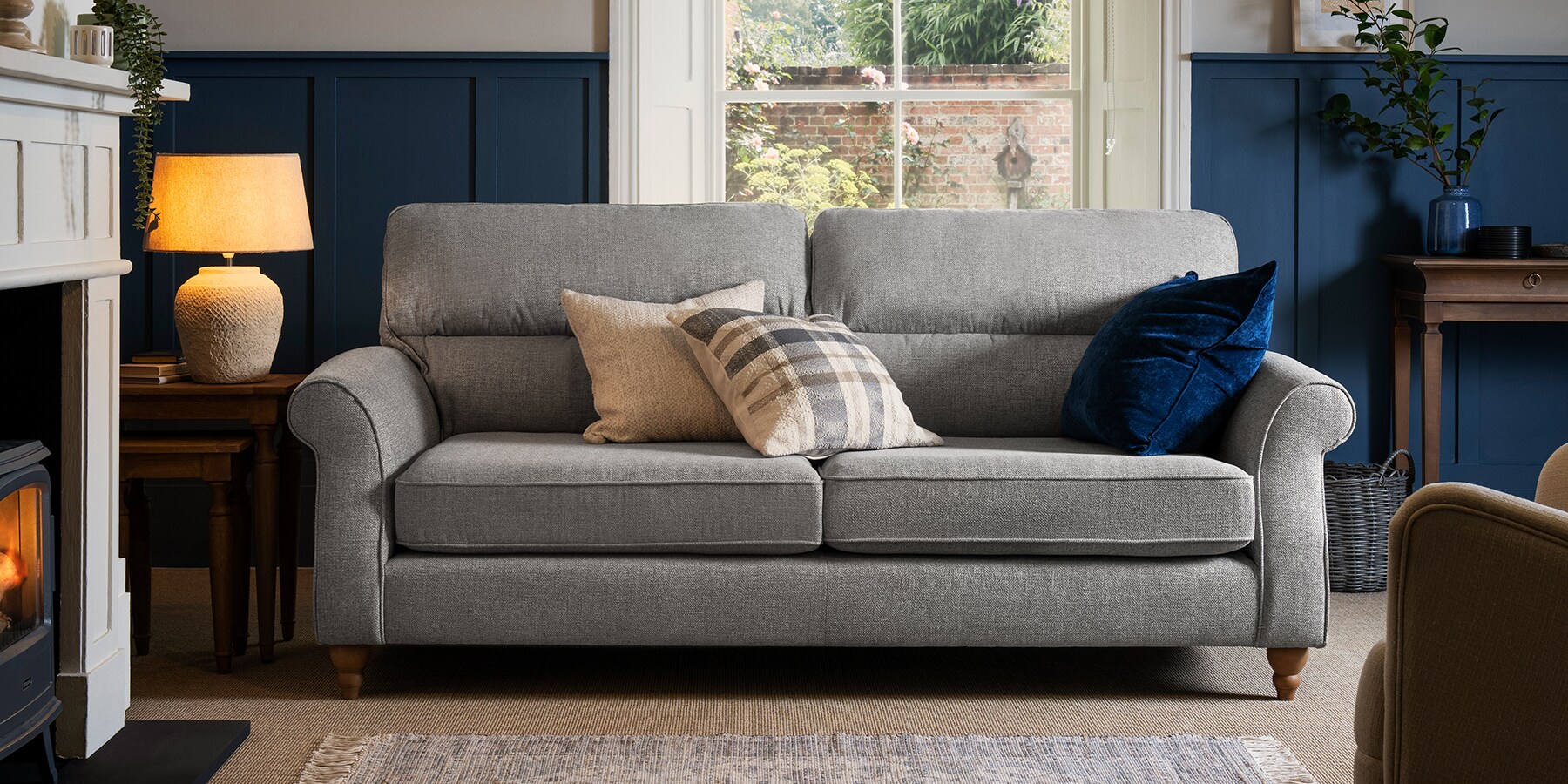 Buy Ashford Highback Firmer Sit Medium Sofa Chunky Weave Mid Grey Low