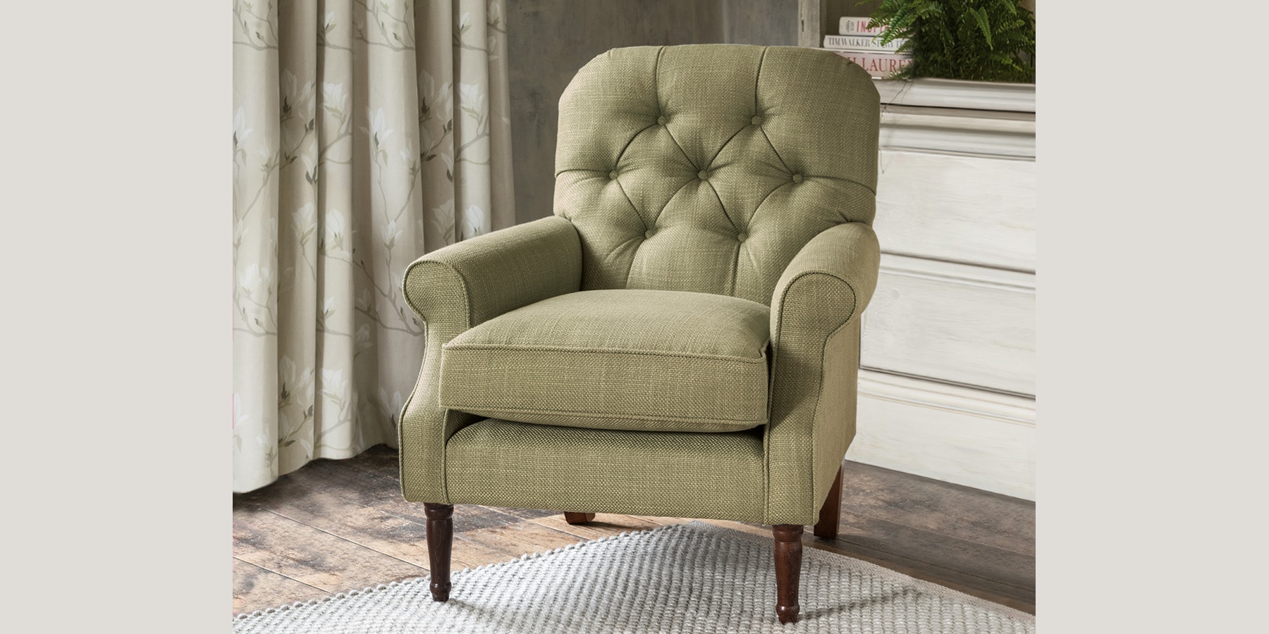 Buy Cambridge Button Back by Laura Ashley Chair Katrina Dark Hedgerow