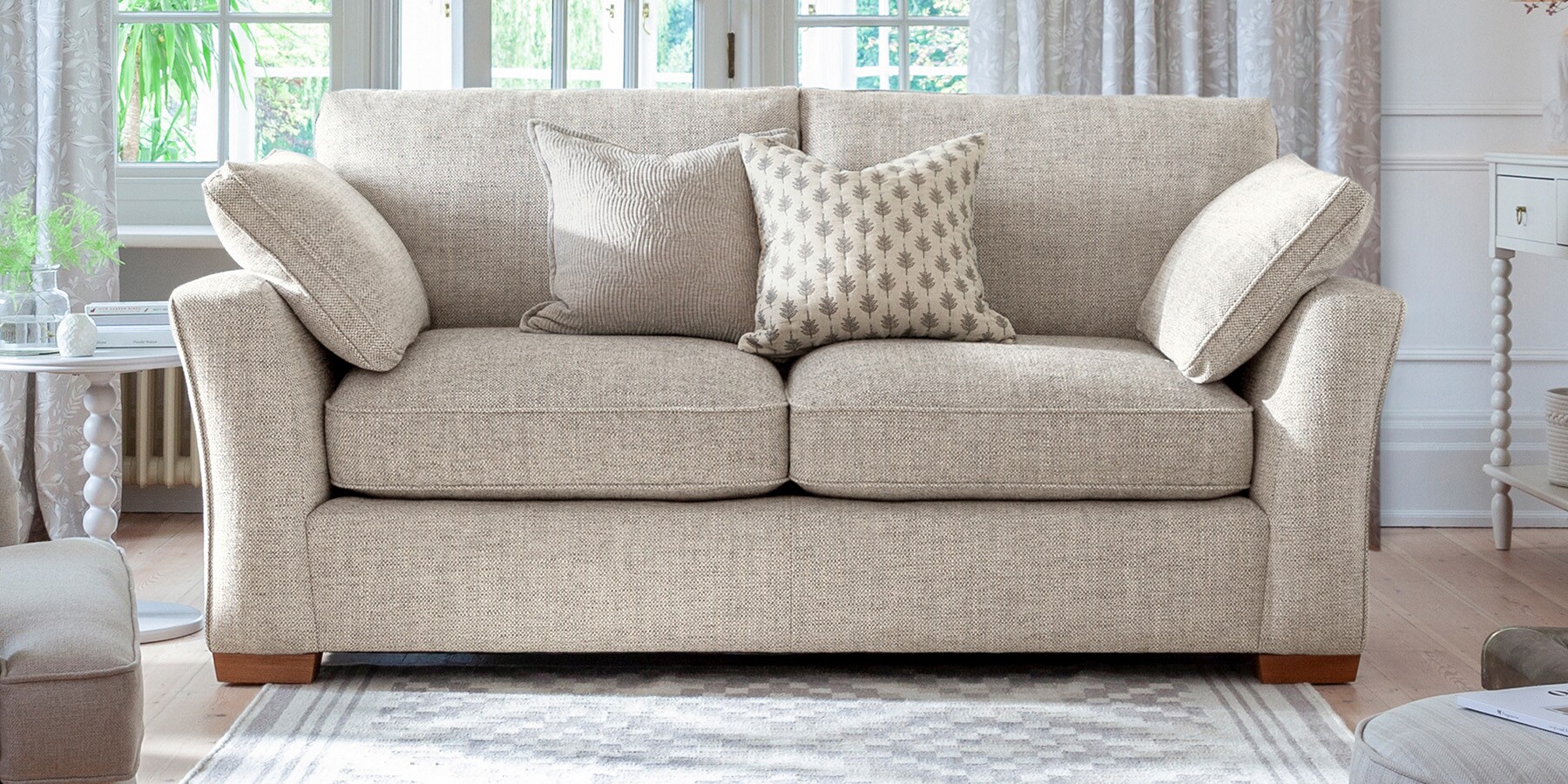 Buy Heath Highback Relaxed Sit Large Sofa Chunky Weave Mid Grey Block