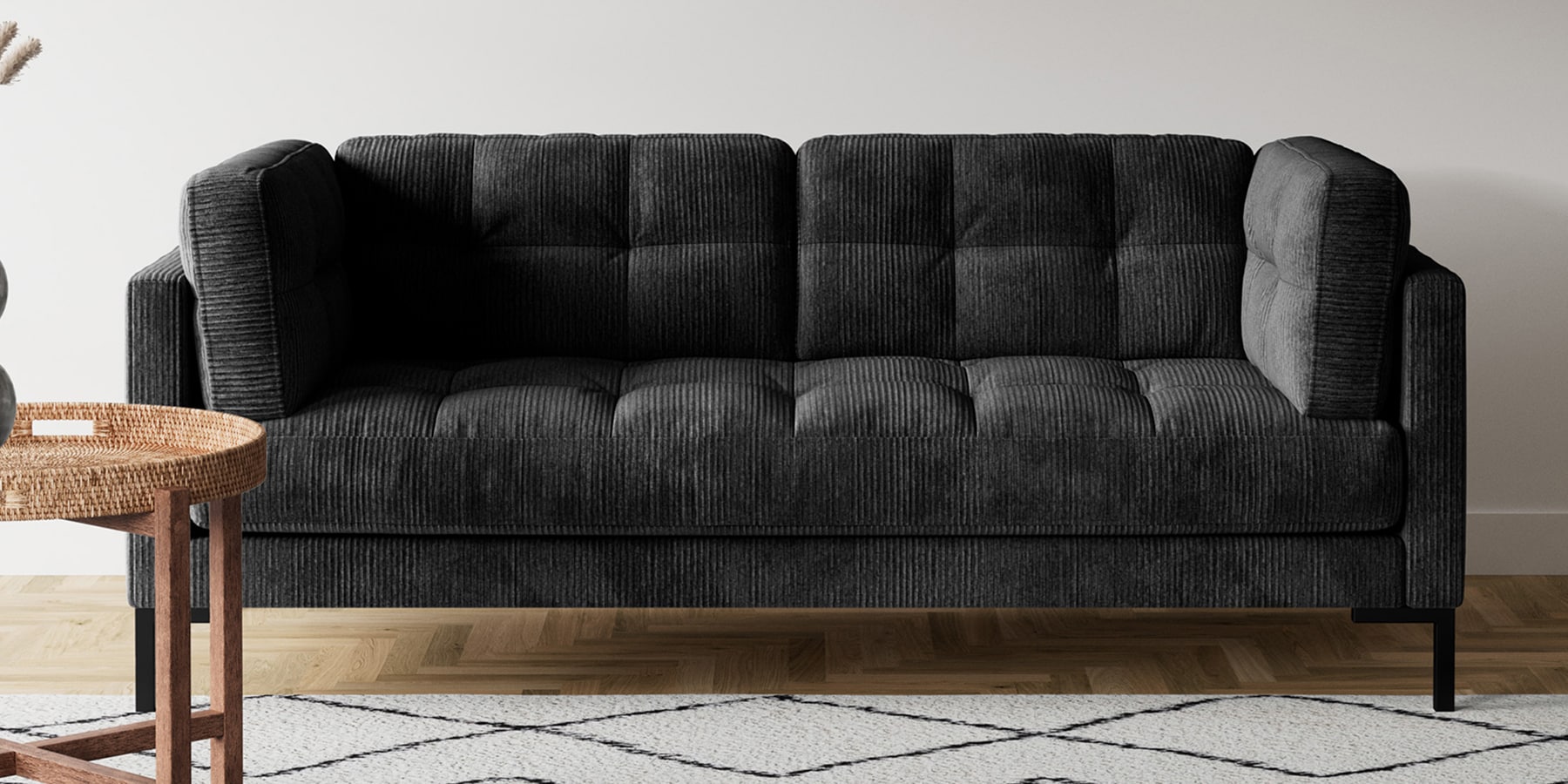 Buy Landau by Swoon Medium Sofa Easy Velvet Burnt Orange Dark from the