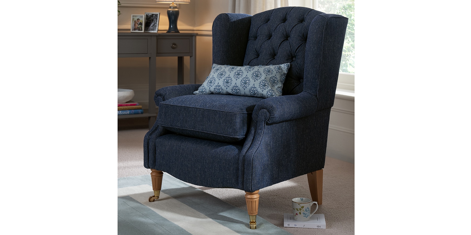 Buy New Enderby Buttoned by Laura Ashley Chair Edwin Chenille Hedgerow ...