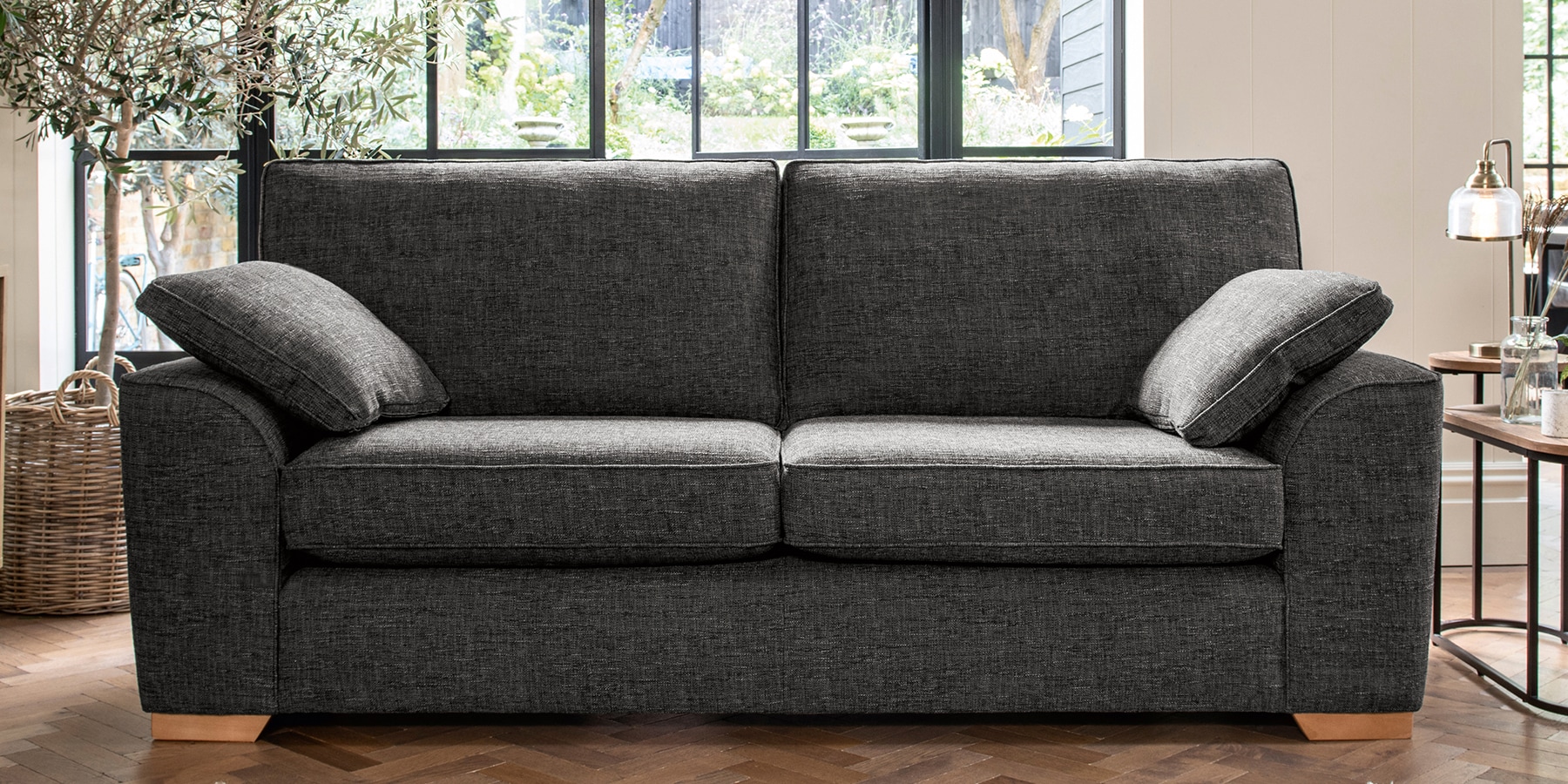 Buy Stamford Relaxed Sit Medium Sofa Chunky Weave Mid Grey Large Square