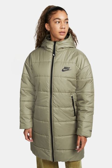 Buy Nike Green Therma Fit Hooded Longline Puffer Coat from Next Ireland