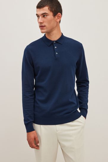 Buy Regular Knitted Long Sleeve Polo Shirt from Next Ireland