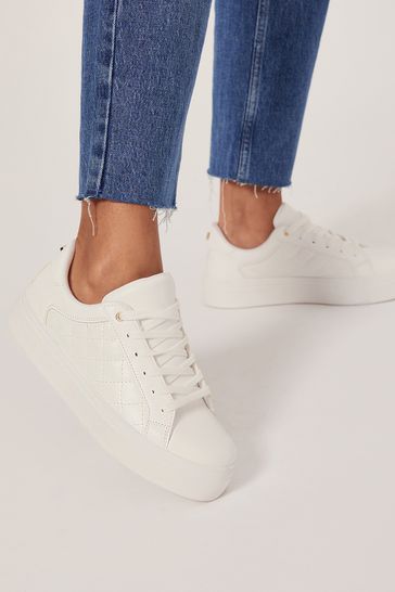 Buy Lipsy White Quilted Lace Up Platform Trainers from Next Ireland