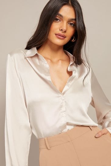 Buy Friends Like These Champagne Satin Button Through Shirt from Next ...