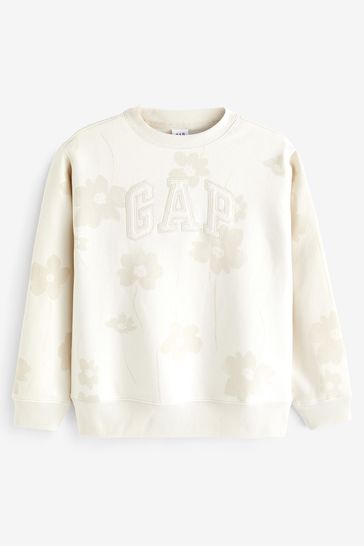 Buy Gap Cream Floral Logo Crew Neck Sweatshirt from Next Ireland