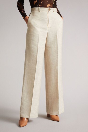 Buy Ted Baker Darlont Ivory Floor Length Kick Flare Trousers from Next ...