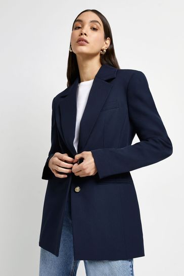 Buy River Island Navy Blue Fitted Nipped Waist Blazer from Next Ireland