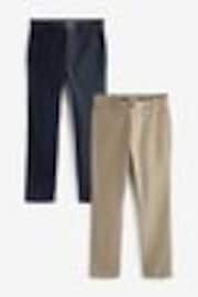 Marineblau/Stein - Schmale Passform - Stretch-Chinohose, 2er-Pack - Image 1 of 1