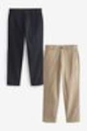 Marineblau/Stein - Gerade Passform - Stretch-Chinohose, 2er-Pack - Bild 1 von 1