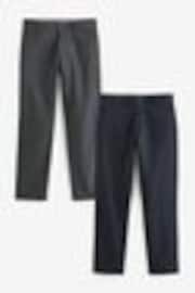 Navy Blue/Grey Charcoal Straight Fit Stretch Chino Trousers 2 Pack - Image 1 of 1