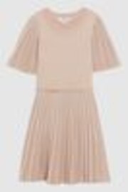 Reiss Pink Rosalie 4-9 yrs Pleated Metallic Short Sleeve Dress - Image 1 of 1