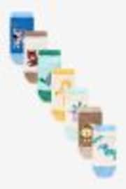 Pastel Safari Animals Cotton Rich Trainer Socks 7 Pack - Image 1 of 1