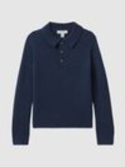 Reiss Petrol Blue Holms Senior Merino Wool Polo Shirt - Image 1 of 1