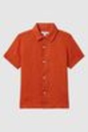 Reiss Burnt Orange Holiday Short Sleeve Linen Shirt - Image 1 of 1