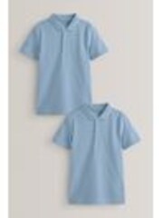 Blau - Polo-Shirts für die Schule aus 100 % Baumwolle, kurzärmlig, 2er-Pack (3–16 J.) - Image 1 of 1