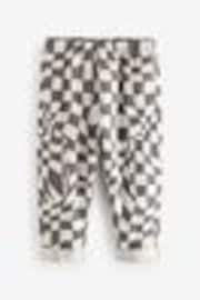 Grey/White Checkerboard Side Pocket 100% Cotton Pull On Trousers (3mths-7yrs) - Image 1 of 1