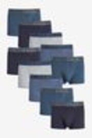 Blue 10 pack Cotton Rich Blend Hipsters Boxers - Image 1 of 1