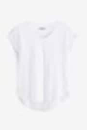White Shallow V-Neck 100% Cotton Rich Cap Sleeve T-Shirt - Image 1 of 1