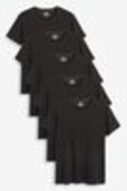 Schwarz - Schmale Passform - Lagen-T-Shirts aus 100 % Baumwolle, 5er-Pack - Bild 1 von 1