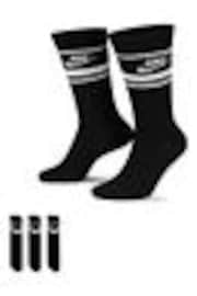 Nike Black Sportswear Everyday Essential White Crew Socks 3 Pack - Image 1 of 1