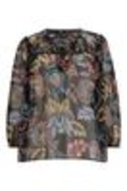 Pour Moi Black Sian Chiffon 3/4 Sleeve Blouse - Image 1 of 1