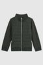 Reiss Forest Green Flintoff Senior Funnel Neck Quilted Hybrid Jacket - Image 1 of 1