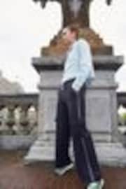 Navy Blue Side Stripe Wide Leg Trousers - Image 1 of 1
