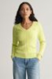 GANT Green Stretch Cotton Cable Knit Jumper - Image 1 of 1