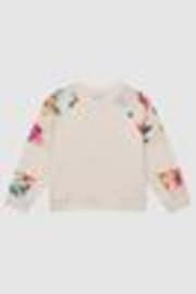 Reiss Pink Brooke Junior Floral Print Cotton Jersey Sweatshirt - Image 1 of 1
