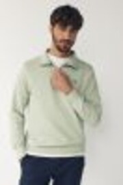 GANT Green Smokey Olive Canvas Shield Half Zip Sweatshirt - Image 1 of 1