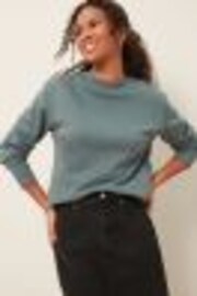 Teal Blue Essentials Longline Relaxed Fit Cotton Sweatshirt - Image 1 of 1