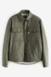 Khaki Green Borg Lined Collared Shacket - Image 1 of 1