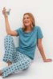 Blue Geo Short Sleeve 100% Cotton Pyjamas - Image 1 of 1