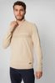 Threadbare Neutral Rib Detail Knitted Quarter Zip Jumper - Image 1 of 1