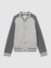 Reiss Soft Grey Belsize 3-9 yrs Cotton Blend Varsity Bomber Jacket - Image 1 of 1