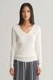 GANT Light Cream Stretch Cotton Cable Knit Jumper - Image 1 of 1