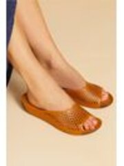 Pavers Brown Pavers Perforated Leather Brown Mule Sliders - Image 1 of 1