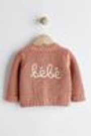 Rust Brown Brown Chunky Knitted Embroidered Baby Cardigan - Image 1 of 1