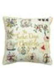 furn. Multicolour 12 Days Of Christmas Embroidered Polyester Filled Cushion - Image 1 of 1