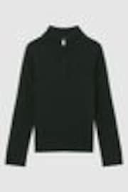 Reiss Forest Green Tempo Junior Slim Fit Knitted Half-Zip Funnel Neck Jumper - Image 1 of 1